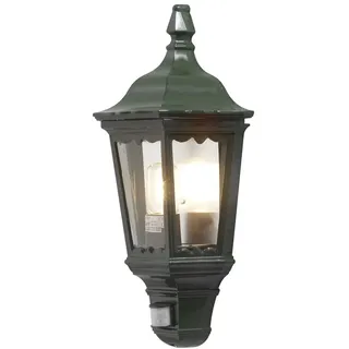 KONSTSMIDE LED Außen-Wandleuchte Laterne mit Bewegungssensor, Höhe 49,5cm, Bewegungsmelder, LED wechselbar, Warmweiß, Wand Außenleuchte Halbschale Fassadenbeleuchtung mit E27 Leuchtmittel grün