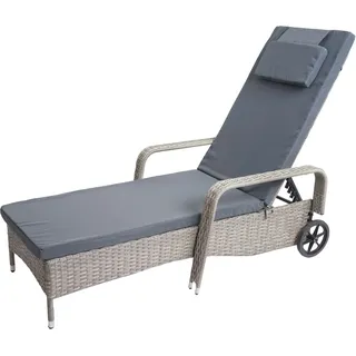 Mendler Carrara Sonnenliege 197 x 71 x 108 cm braun/beige inkl. Rollen