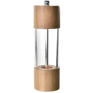 Manuelle Pfeffermühle, Nachfüllbar, Acryl-Salz- oder Pfefferstreuer aus Holz, Pfeffermühle, Küchenhelfer für Schwarzen Pfeffer, Kreuzkümmel, Muskatnuss(S)
