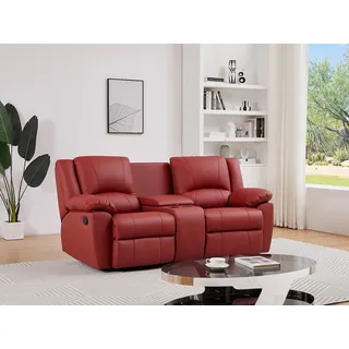 Relaxsofa 2-Sitzer - Rindsleder - Rot - AROMA
