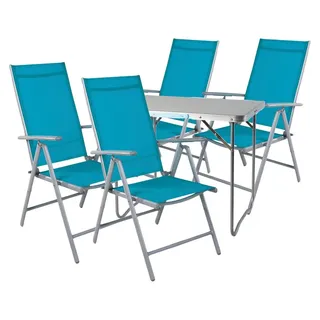 5-teiliges Campingmöbel Set Aluminium Textilen Petrol - Petrol