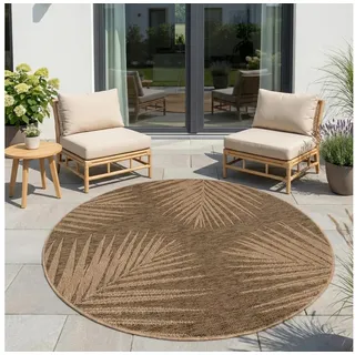 Ayyildiz Teppiche Outdoorteppich TIMBER 1403, auch als Läufer und Rund, rund, Höhe: 5 mm, Läufer, Rund, In und Outdoor, Jute Sisal Optik, Wohnzimmer, Terasse braun rund | Ø 200 cm x 5 mm
