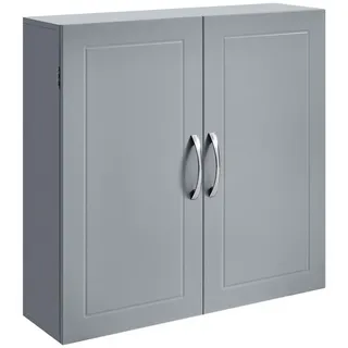 VASAGLE Hängeschrank Wandschrank mit Verstellbaren Einlegeböden, Traditioneller Stil Badezimmerschrank mit 2 Türen, 60 x 18 x 60 cm, für Bad grau 60 cm x 60 cm x 18 cm