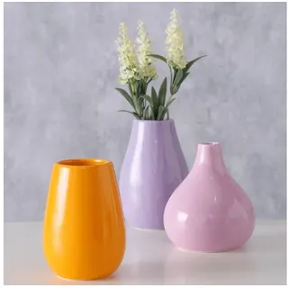 BOLTZE Dekovase 3er Set "Buntia" aus Keramik in lila/orange/rosa, Vase (3 St)