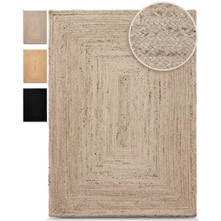 carpetfine Nele Juteteppich 200 x 290 cm Beige/Grau