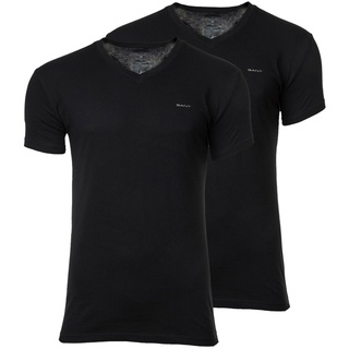 GANT Herren T-Shirt, 2er Pack - V-NECK T-SHIRT 2-PACK, V-Ausschnitt, kurzarm, Cotton Schwarz L