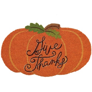 DII Fußmatte aus natürlicher Kokosfaser, für den Außenbereich, Thanksgiving & Herbst, Haustürmatte, Veranda-Dekoration, 43,2 x 73,6 cm, Give Thanks Pumpkin