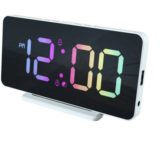 Caliber Digitaler Wecker dimmbares LED Digital Alarm Uhr mit Temperaturanzeige, USB Ladefunktion, Digitale Kinder Clock für Jungen oder Mädchen und Erwachsene - Laut für Tiefschläfer - Mehrfarbig