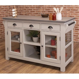 Casa Padrino Küchenbuffet »Casa Padrino Landhausstil Kücheninsel Grau 135 x 65 x H. 90 cm - Massivholz Küchenschrank - Landhausstil Massivholz Küchen Möbel - Massivholz Esszimmer Möbel im Landhausstil«