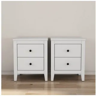 OTTO home Nachtkommode Borkum Sideboard Anrichte mit 6 Schubladen Landhaus weiß (Set, 2 Schränke im Set, schwarze Griffe aus Metall), Nachttisch Set mit je 2 Schubladen, Beistelltisch weiß