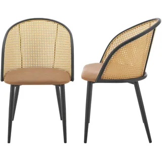 [en.casa] Esszimmerstuhl Gagnef Kunstleder braun/schwarz 2er Set