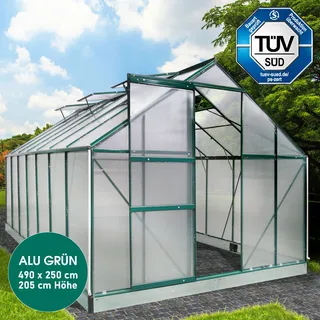 BRAST Gewächshaus Aluminium Grün HKP 6 mm 12,25 m2