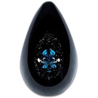 levandeo Design Glas Skulptur H15cm Schwarz Blau Kunst Unikat Briefbeschwerer Deko Figur Glasdeko