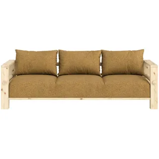 Sofa KARUP DESIGN "Bare Sofa, Schlafsofa mit Boxspring, 3-Sitzer, Couch, Bettfunktion", raw, golden ochre, B:225cm H:82cm T:94cm, Bezug: 100% Polyester. Kissenfülling: Schaumstoffgranulat, Sofas, Boxspring-Matratze mit Sprungfedern, 3 Rückenkissen, Made in Europe