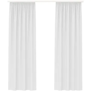 Bestlivings Vorhang Blickdicht Aber Lichtdurchlässig (140x145cm / 2 Stück) Gardine Uni (Weiß) mit Kräuselband/Universalband, für Fenster, Balkon - Gardinenschal