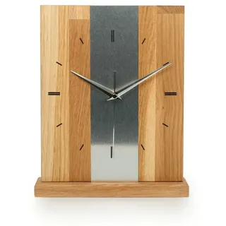 Kreative Feder Standuhr Designer-STANDUHR "Silver Stipe" aus Massivholz, ohne Ticken; Funk- oder Quarzuhrwerk; elegant, außergewöhnlich, modern braun