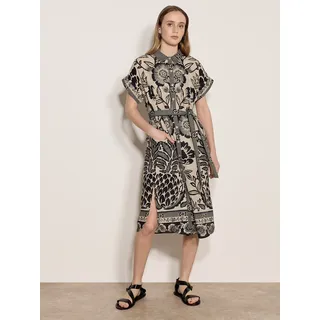 Apricot Kleid Midi-Kleid Blumen/Ananas grau/schwarz 40