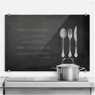 K&L Wall Art Spritzschutz Wandschutz Glas Spritzschutz Küche Schriftzug Versuchungen nachgeben schwarz