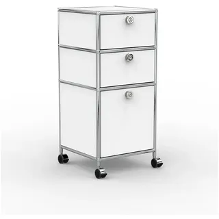 Versee Rollcontainer Büro-Container Metall 40 cm, 2 Schubl. + 1 Hängereg., Farbauswahl, (Schubladencontainer für Büro und Home-Office, 1 Rollcontainer), Robust und langlebig, 50kg belastbar weiß