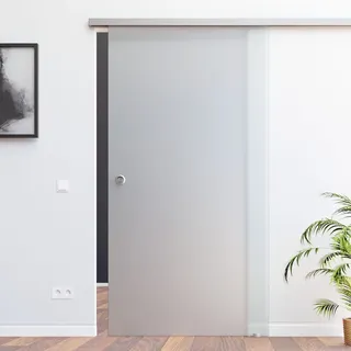 Glas Schiebetür Glasschiebetür matt / blickdicht mit SoftStop 900 x 2050 mm (SlimLine Komplett Set) von AMOD, inkl. Griffmuschel BS-900D-AS