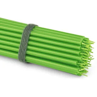NKlaus 50x dünne Paraffin-Stabkerzen, Grün, 16cm, ruß- und tropffrei | Die grünen Kerzen sind 16cm lang, ruß- und tropffrei und haben eine lange Brenndauer