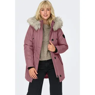 Only Parka "ONLIRIS FUR WINTER PARKA LIFE CC OTW", Damen, Gr. XS, braun (rose braun detail:nature fur), Web, Obermaterial: 100% Polyester, unifarben, regular fit taillenbedeckt, hoch geschlossener Ausschnitt, Bündchen, Jacken Parka, Kunstfaser