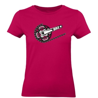 Baddery Print-Shirt Fahrrad T-shirt : Bike - Sport Tshirts Damen / Frauen, hochwertiger Siebdruck, aus Baumwolle rosa XXL