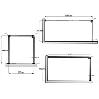 Ekershop Winkelstange Alu Weiß 3er Extra Dick Duschvorhangstange Winkelduschstange, Ø 28 mm, kürzbar, Verschraubt, Aluminium, für Duschvorhang ohne Duschvorhangringe weiß