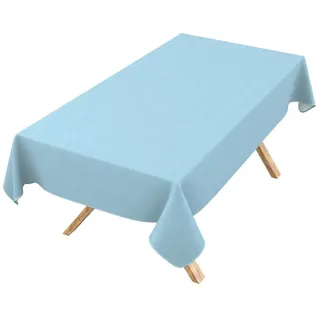 ANRO Tischdecke DanceDirty abwaschbar Leinenoptik wetterfest Falschuni Modern (Einzelstück 1-tlg, eine Tischdecke), Stofftischdecke schmutzabweisend 160x140cm Uni Hellblau blau Rechteckig | 140 cm x 160 cm