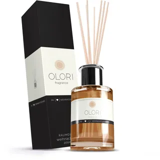 Raumduft Zimt-Orange - Weihnachtszauber - Diffuser mit Stäbchen Duftöl mit ätherischen Ölen fruchtig, warm, würzig - 100% Natürlich Lufterfrischer mit Duftstäbchen ideal für Winter & Weihnachten 200ml