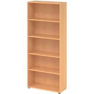 bümö Regal Buche, Standregal aus Holz für 5 Ordnerhöhen - Bücherregal 80 cm breit, Aktenregal für Ordner & Bücher, Büroregal, Holzregal, Ordnerregal, Aufbewahrungsregal, Buchregal
