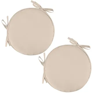 2 Stück Sitzkissen mit Bänder - 30 cm Rundes Stuhlkissen Sitzpolster für Stuhl Weiches Sitzkissen Sitzauflage für Autositz, Bürostuhl, Esszimmer Stühle Bänke und Alle Stühle (Beige, 30 x 30 cm)