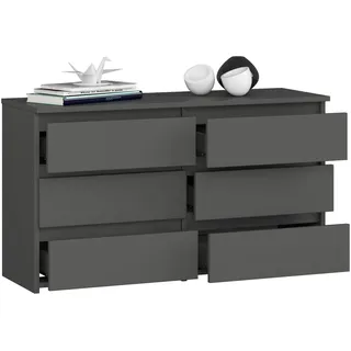 BDW - Kommode mit 6 Schubladen - 100 cm breit, 57 cm hoch - Schrank, Sideboard, Mehrzweck-, Schuhschrank, Schubladenkommode, Aktenschrank - Wohn-, Schlafzimmer, Flur - Grau