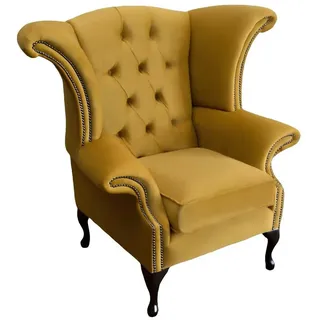 Xlmoebel Sessel Gelber Chesterfield-Ohrensessel mit edlem Textilbezug (1-St., Ohrensessel), Hergestellt in Europa gelb