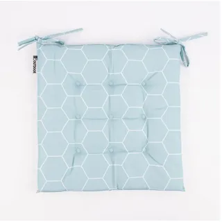 SCHÖNER LEBEN. Stuhlkissen Outdoor Stuhlkissen Bindebändern Geometrie Hexagon türkis 40x40x3cm, abwaschbar blau