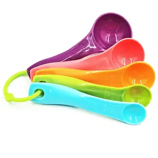 WOLMIK Messlöffel-Set, 5 Stück Messlöffel Gramm, Bunt Measuring Spoons mit Unterschiedlichen Kapazitäten, Messwerkzeug für Flüssigkeiten und Feststoffe, Dosierlöffel für Backmessen
