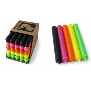 Kerzenfarm Hahn Stabkerzen Bunt Kerzenset 25 Stück - Premium Qualität Made in Germany - 22mm Durchmesser, 18cm Länge bunte Kerzen durchgefärbt - Stabkerzen neonfarben - Tafelkerzen Set 9