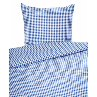 texpot Bettwäsche Landhaus Karo Bauernkaro Reißverschluss 100% Baumwolle, mit Reißverschluss blau