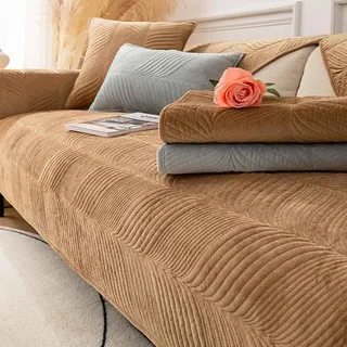 YSZBD Sofa Überzug L/u Form Sofabezug 3/2/4/1 Sitzer Sofaschoner rutschfest Ecksofa Bezug Sofahusse Hund Katze Überwurf Hundedecke Waschbar Jahreszeiten Universal,Camel-70x90cm