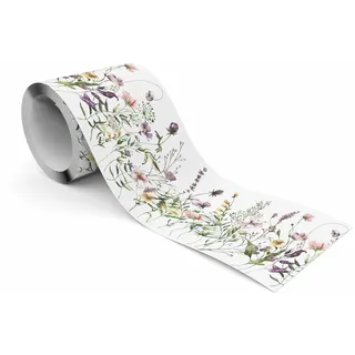 Muralo Tapetenbordüre, Grün, Rosa, Violett, Weiß, Papier, Floral, Baum/Pflanze/Natur, Rechteckig, 10x300x300 cm, Tapeten, Wandverkleidungen, Wandtattoos - Sticker