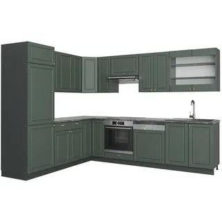 Vicco Winkelküche L-Form 227 x 287 cm Grün-Gold