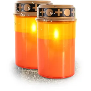 Raburg LED-Grabkerze 2er-Set, 10000h Leuchtdauer, Kunststoff, Outdoor, Rot