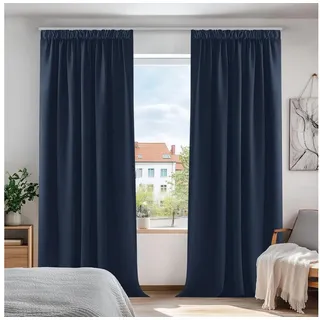 LuxusKollektion Hängedekoration Thermovorhang Kräuselband H290 x B140 cm (2er Pack) Dunkelblau