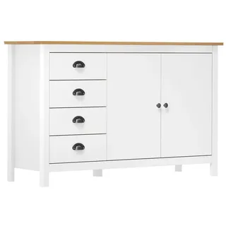 vidaXL Sideboard Hill Weiß 130x40x80 cm Massivholz Kiefer