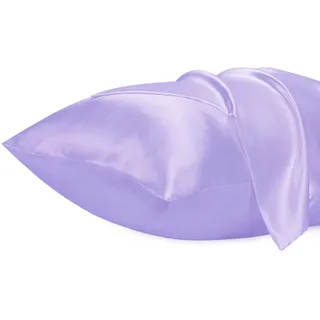 Lirex 2er Set Satin Kissenbezug 40x80cm, kissenbezüge, Weich wie Seidenkissenbezug, Satin Kopfkissenbezug Kissenhülle für Haar und Haut kommt, Oeko-TEX Zertifiziert, Helles Lila