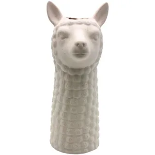 Vase Alpaka, Dekovase, Blumenvase, Keramikvase, Tischvase, Kopfvase, Alpakavase, Vase Sandoptik, Kopf Sand-Finish aus Keramik, in Weiß L/B/H 13 x 11 x 27 cm.