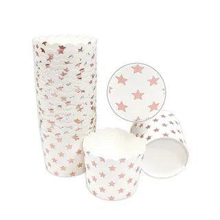 Frau WUNDERVoll Muffinform Muffin Backformen, groß Durchmesser 6,1 cm, weiße rosegold Sterne, (25-tlg)