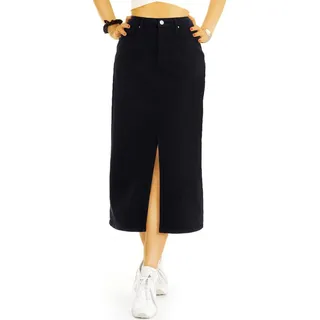 be styled Midirock Midirock Pencil Skirt Bleistiftrock schwarz khaki - Damen - j26L-1 mit Schlitz schwarz 36