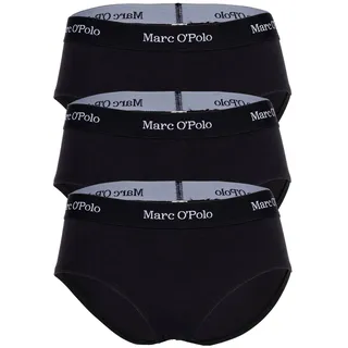 Marc O Polo Damen Panties, 3er Pack - Logobund, Organic Cotton Stretch, Basic Schwarz L