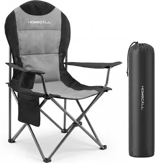 HOMECALL Campingstuhl Hochlehner Grau/Schwarz